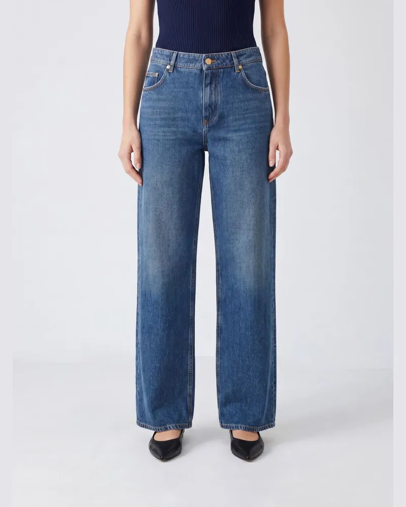Dolce & Gabbana DOLCE  GABBANA Straight-Jeans von Dolce & Gabbana mit mittlerer Leibhöhe aus Stone-Washed-Denim Blau
