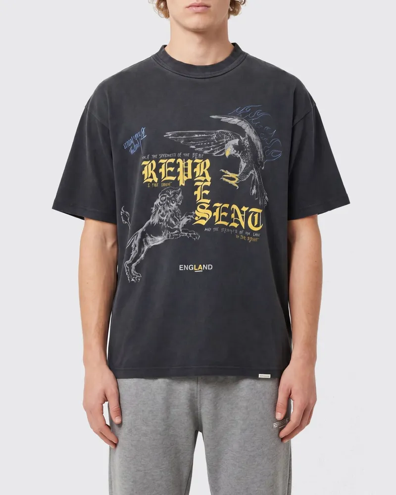 REPRESENT Relaxed-Fit-T-Shirt aus Baumwolle mit Grafikdruck und Logo Schwarz