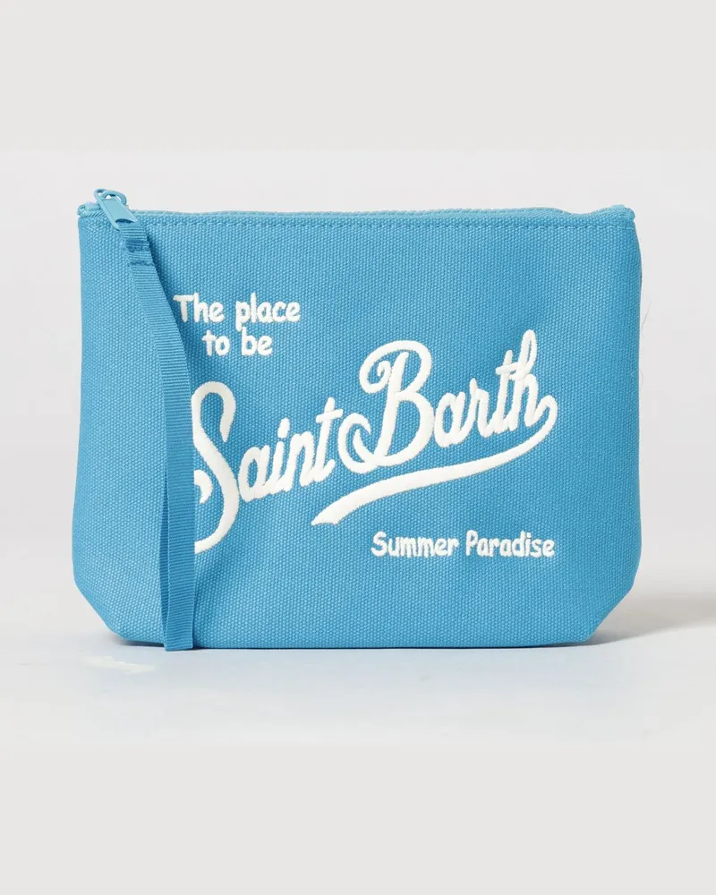 MC2 Saint Barth Aline Clutch aus Baumwoll-Mischgewebe Himmelblau