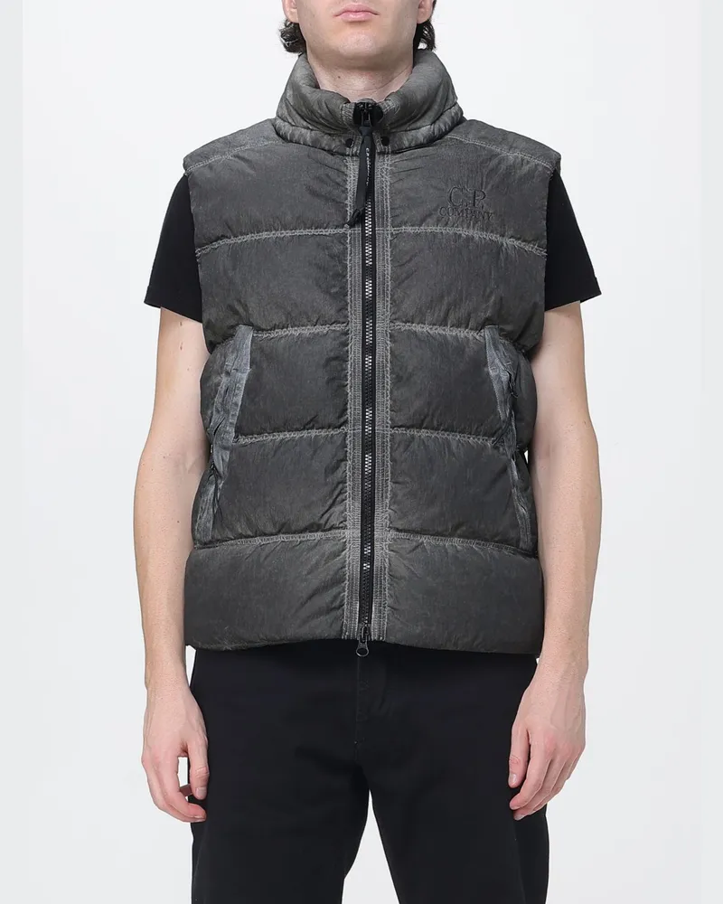 C.P. Company Gesteppte, gepolsterte Weste aus Eco-Chrome R Nylon mit hohem Kragen Schwarz