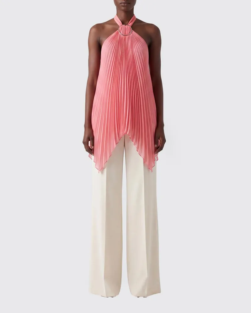 Max Mara Valzer Plissiertes Polyester-Top Pink