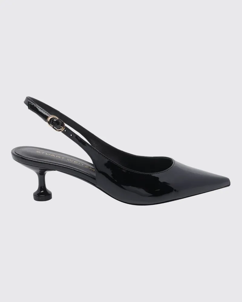 Stuart Weitzman Slingback-Pumps von aus Lackleder mit Kitten-Heel Schwarz