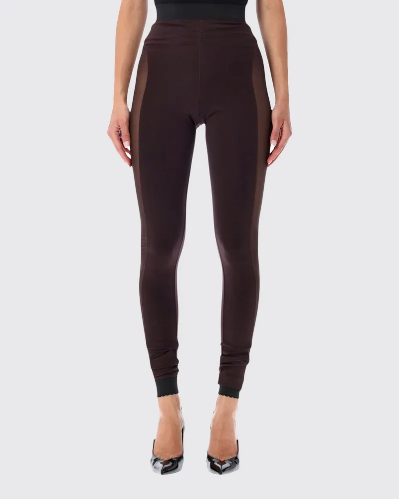 ATTICO Skinny High-Waist Jersey-Leggings mit Seitenstreifen Braun