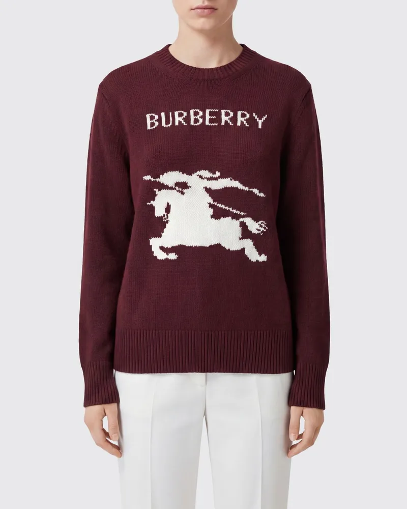 Burberry Rundhalspullover von aus Kaschmirmischung mit EKD-Jacquard-Logo Pflaume