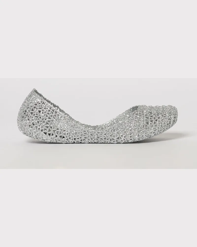 Melissa Campana perforierte Ballerinas aus Glitzer-PVC mit runder Spitze Silber