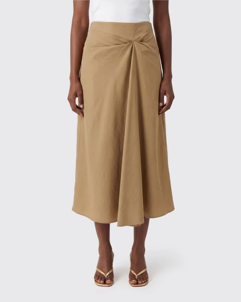 Max Mara Midi-Rock in A-Linie aus Baumwollmischung mit Reißverschluss Braun