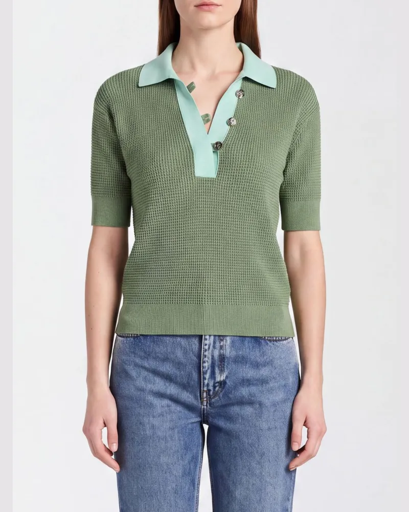 J.W.Anderson Strick-Poloshirt aus Baumwolle und Kaschmir mit Rippbündchen Mint