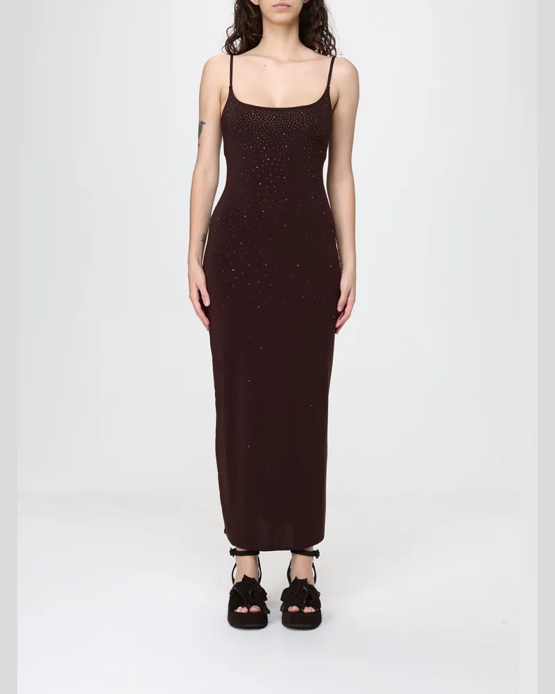 MC2 Saint Barth Midikleid aus Jersey mit Strasssteinen Braun