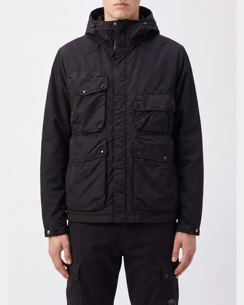 C.P. Company T-Flatt Padded Goggle Windbreaker aus recyceltem Nylon Schwarz