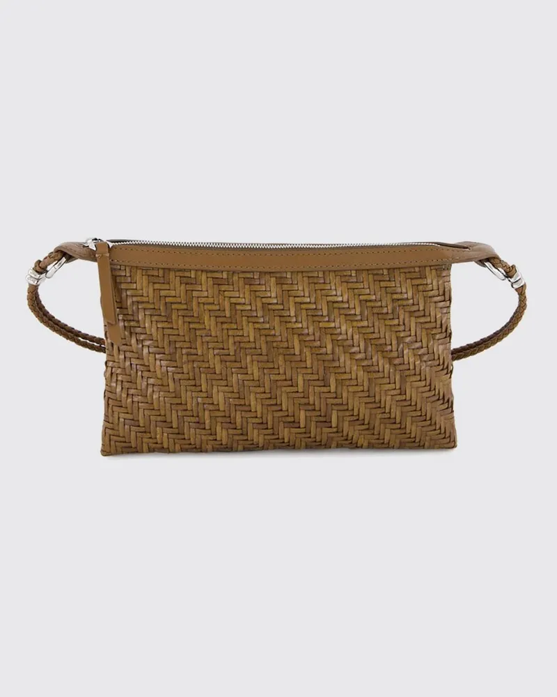 Benedetta Bruzziches Mini-Tasche Pondy aus geflochtenem Leder mit Riemen Braun