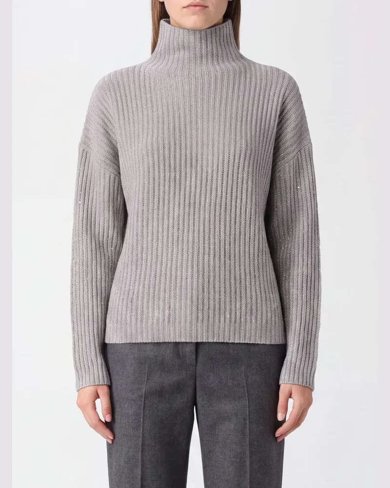 Brunello Cucinelli Rollkragenpullover aus Kaschmir-Woll-Mischung mit Rippbündchen Braun