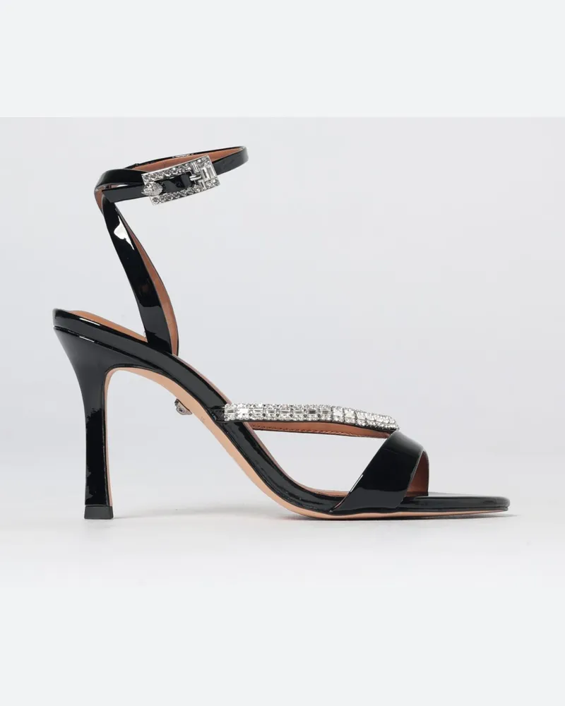 Kurt Geiger Lackleder-Sandalen mit Stilettoabsatz mit Strass Schwarz