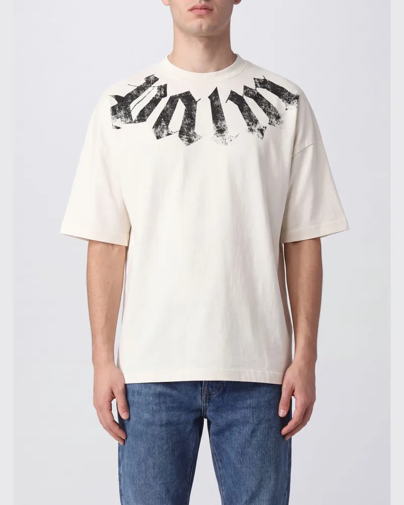 Palm Angels Locker geschnittenes Baumwoll-T-Shirt mit Graffiti-Logo-Print Weiß