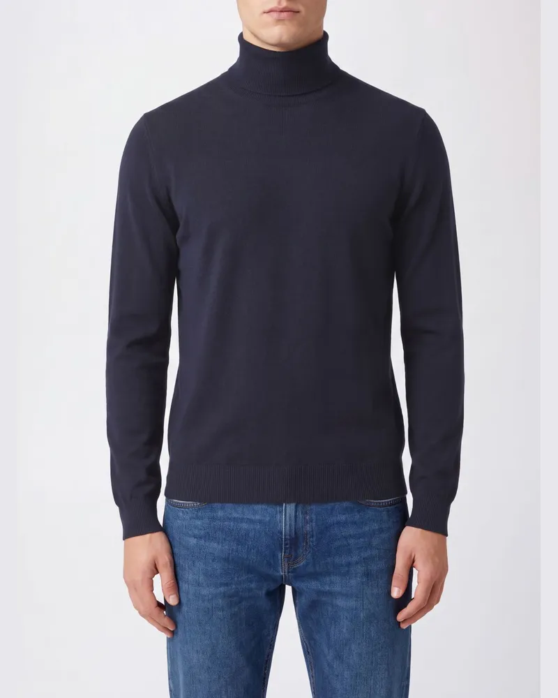 Tagliatore Rollkragenpullover von aus 100% Wolle mit Rippbündchen Blau