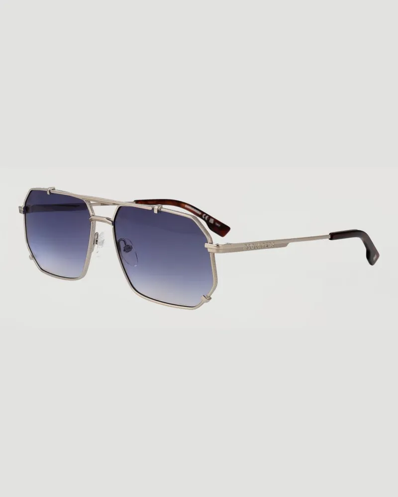 Dsquared2 Piloten-Sonnenbrille aus grauem Metall mit Doppelsteg Grau