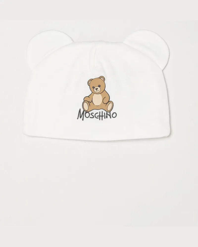 Moschino Baumwollmütze für Neugeborene mit Teddybär-Print Weiß