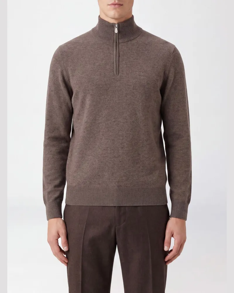Brunello Cucinelli Slim-Fit Kaschmir-Rollkragenpullover mit halbem Reißverschluss Grau