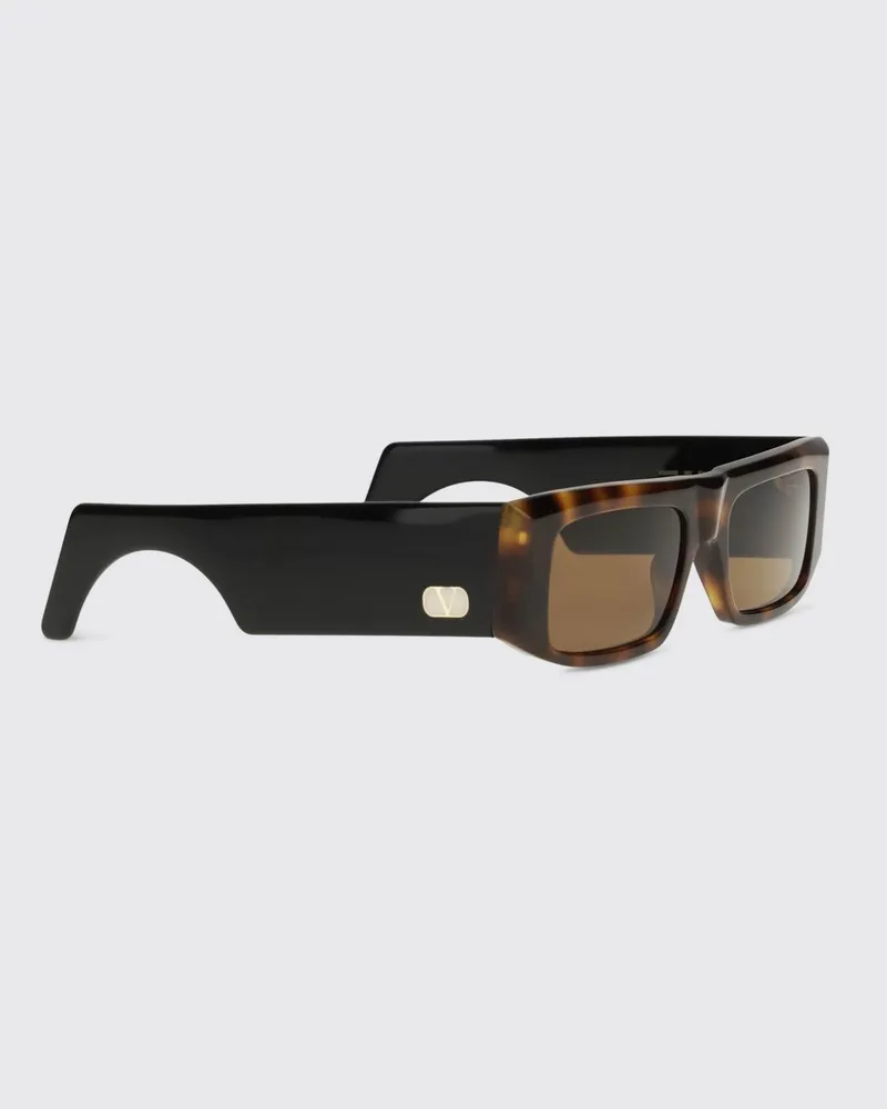 Valentino Garavani Rechteckige Acetat-Sonnenbrille mit dunklen Gläsern Braun