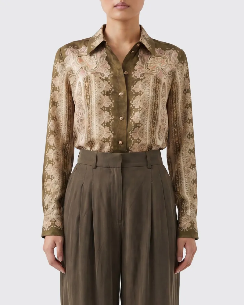 Zimmermann Langärmeliges Seidenhemd von mit Paisley-Print Grün