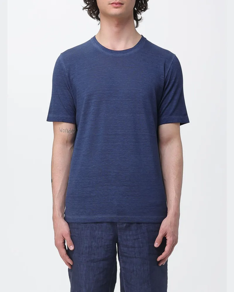 120% Lino T-shirt herren Navy