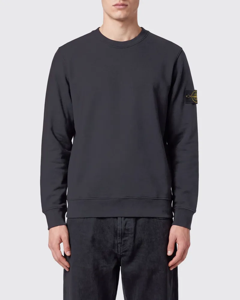 Stone Island Rundhals-Sweatshirt aus Baumwolle mit Compass-Logo-Patch Blau