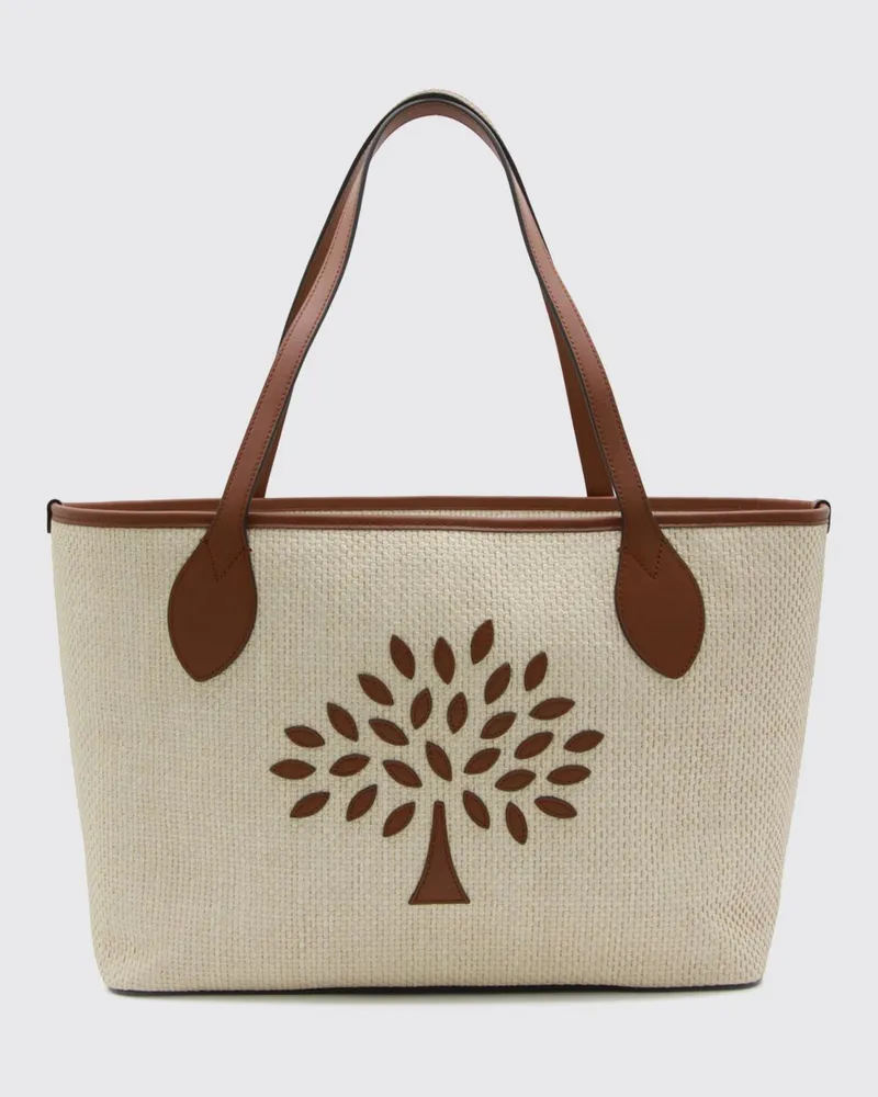 Mulberry Tote-Tasche mit Grafikdruck und Kontrastbesätzen aus Leder und Baumwolle Ecru