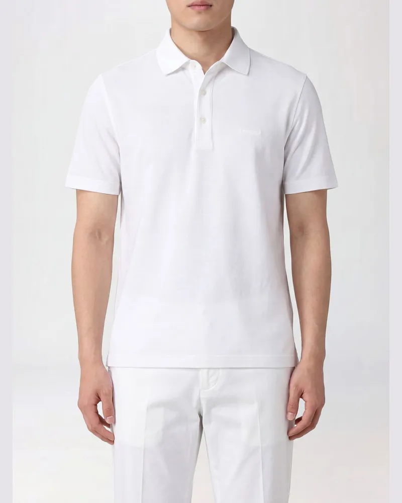 Ermenegildo Zegna Baumwoll-Polohemd mit Logo Weiß