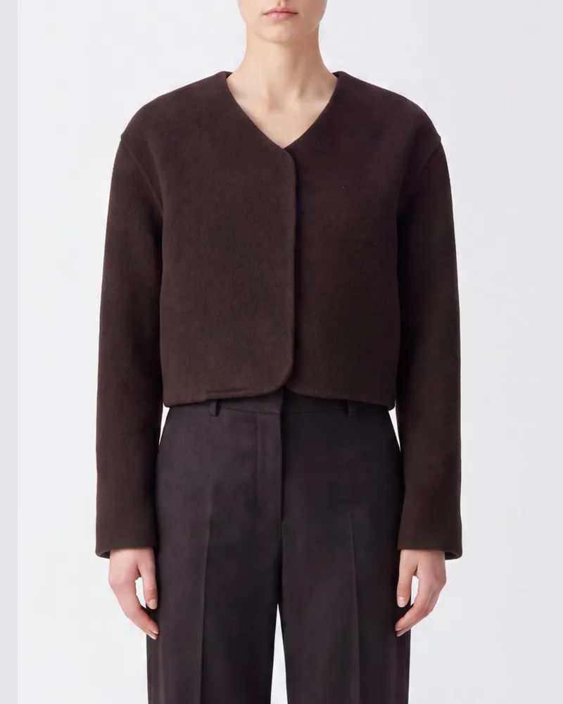 Calvin Klein Einreihiger Kurzmantel aus Wolle mit verdecktem Verschluss Braun