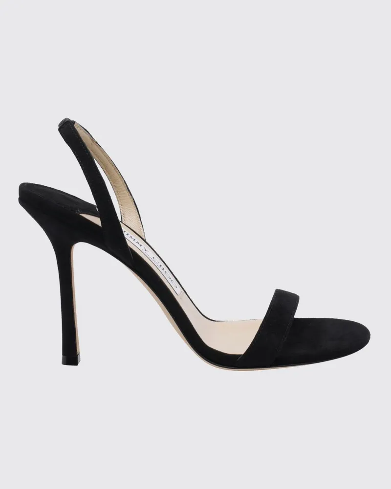 Jimmy Choo Jenn Slingback-Sandalen aus Veloursleder mit runder Spitze und Stiletto-Absatz Schwarz