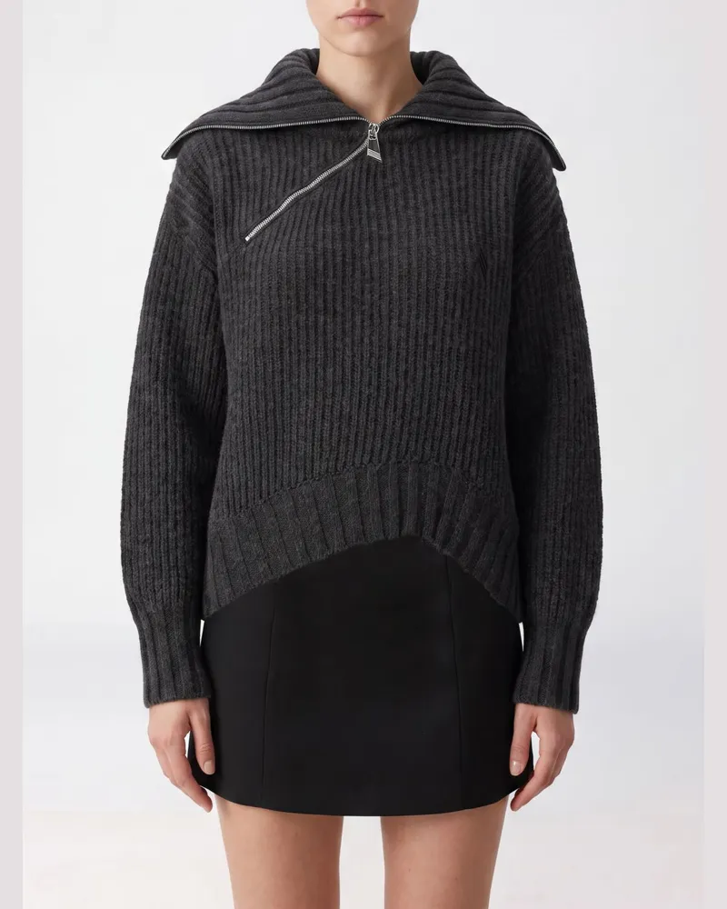 ATTICO Polopullover mit Reißverschluss aus Schurwolle und Kaschmir in Relaxed Fit Grau