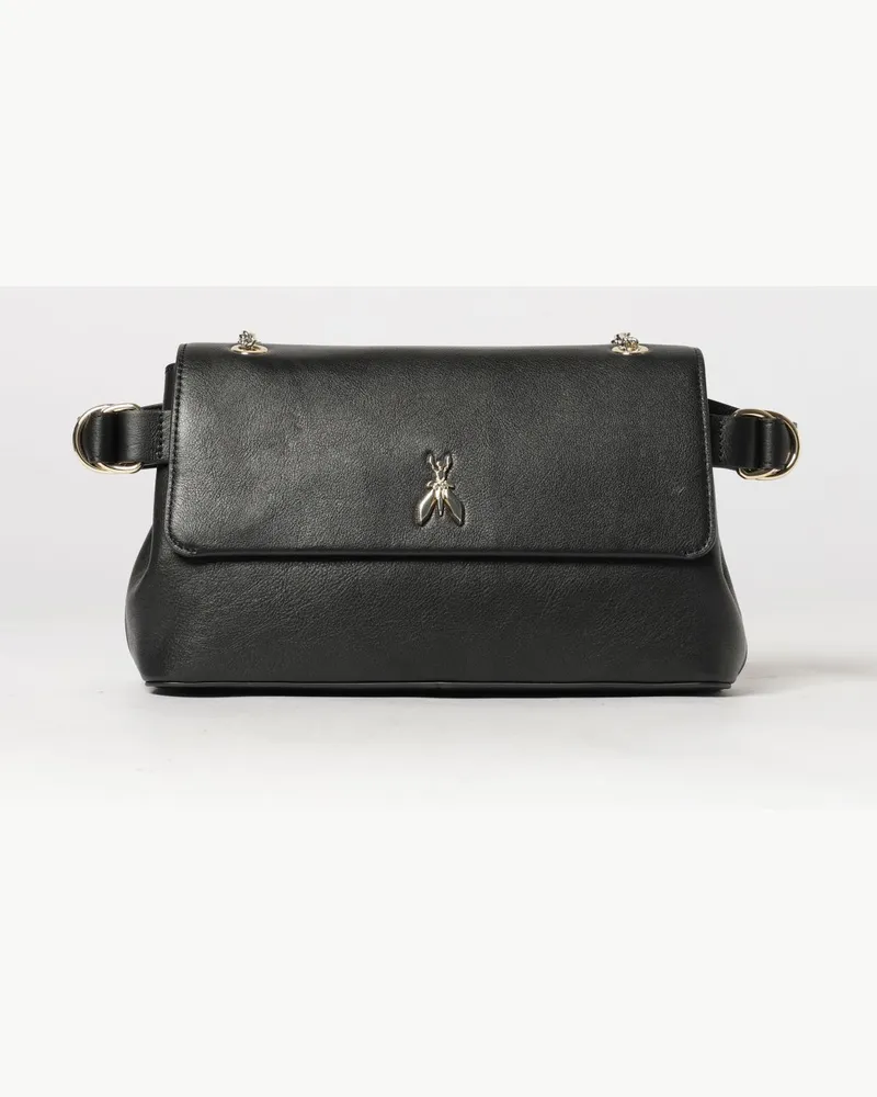 Patrizia Pepe Ausgestellte Schultertasche aus Glattleder mit Schiebegriff Puder