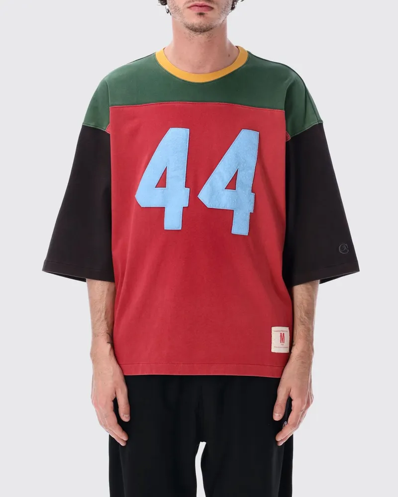Champion Locker geschnittenes Baumwoll-T-Shirt mit abstraktem Print und Kontrastlogo Rot