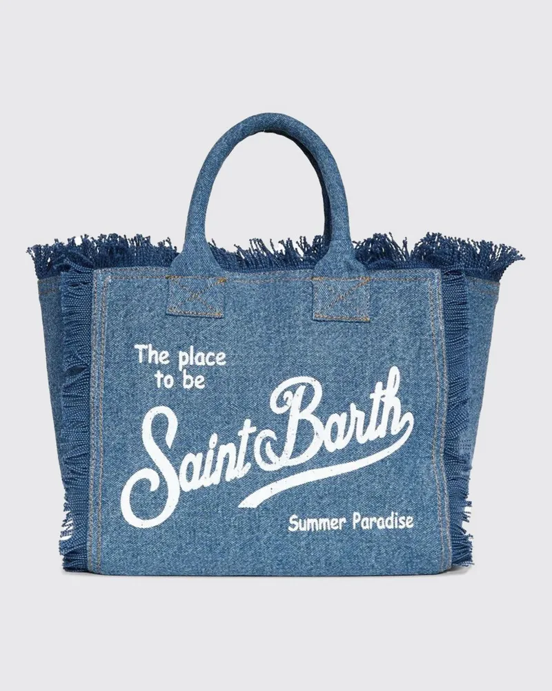 MC2 Saint Barth Colette Baumwoll-Canvas-Tasche mit Logo Blau