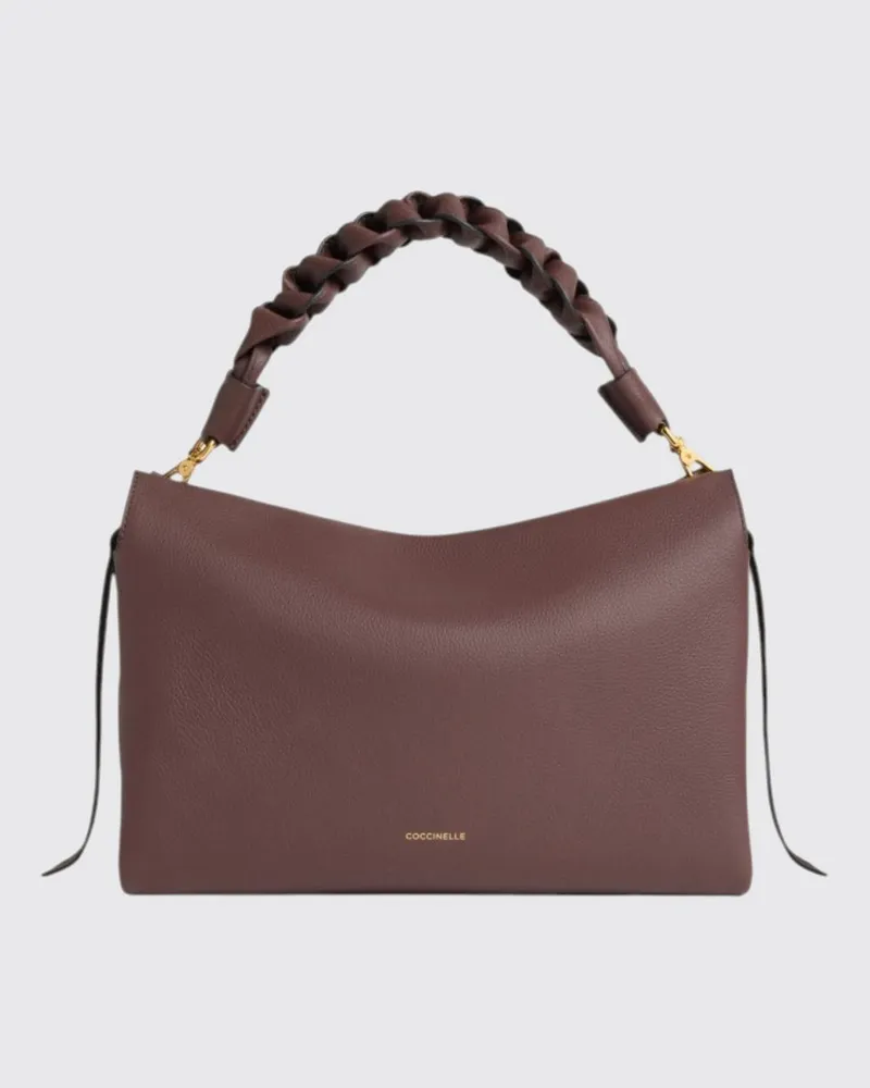 Coccinelle Boheme Schultertasche von aus genarbtem Leder mit geflochtenem Griff Red