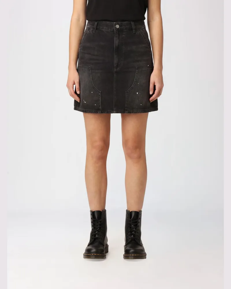 Carhartt WIP Hoch taillierter A-Linien-Minirock aus Baumwolldenim Grau