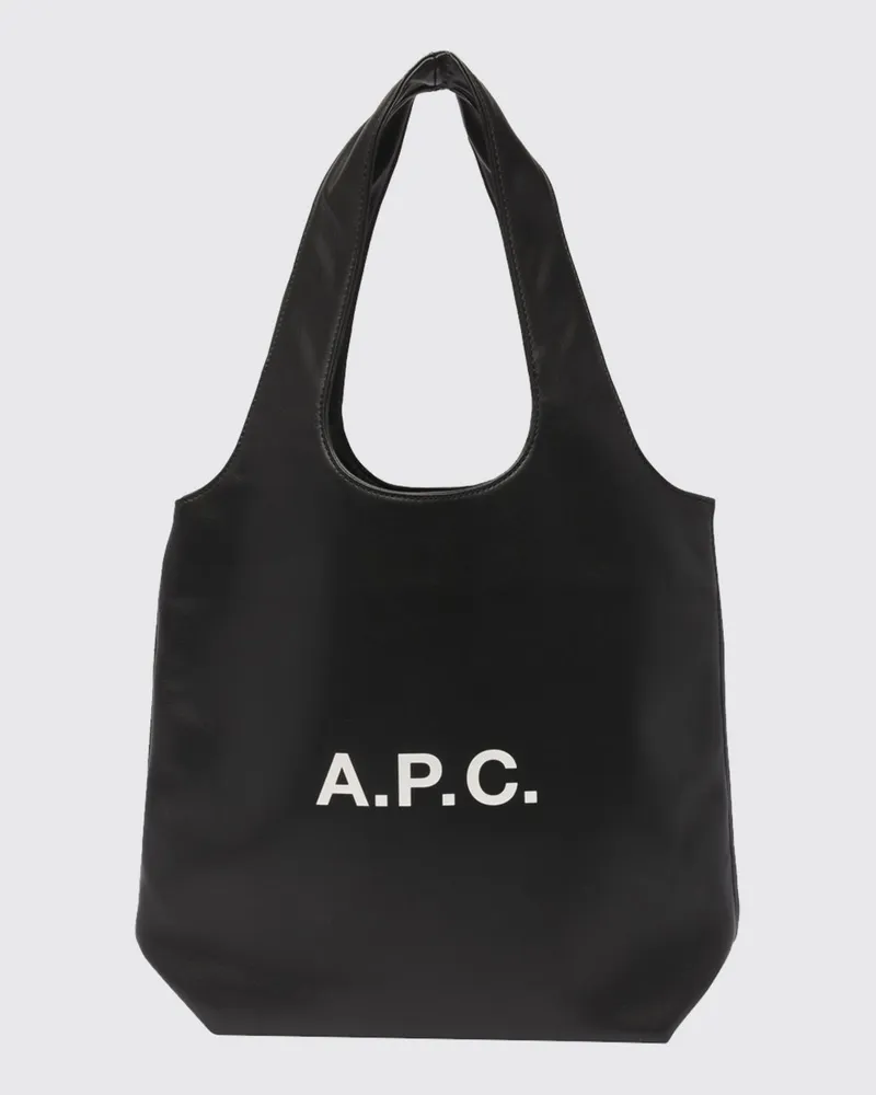 A.P.C. Tote-Bag Ninon aus Kunstleder mit doppeltem Henkel und Logodruck Schwarz