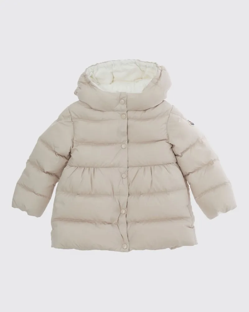 Moncler Lange Daunenjacke Charlotte für Jungen aus recyceltem Nylon mit Kapuze Pink