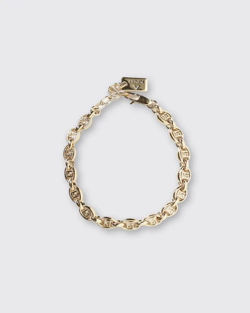 Fendi FF-Monogramm-Armband aus verchromter Bronze Gold