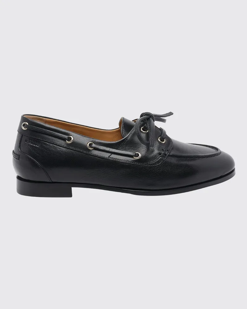 Bally Plume Leder-Bootsslipper Schwarz