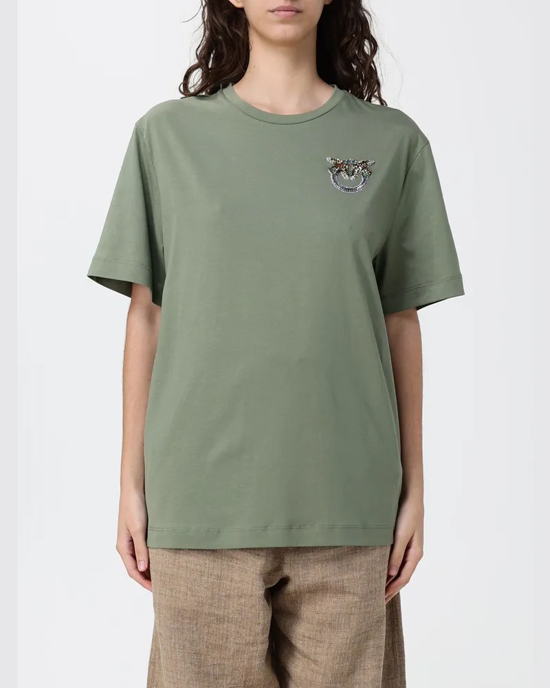 Pinko Strepitoso Jersey-T-Shirt mit Logo Grün