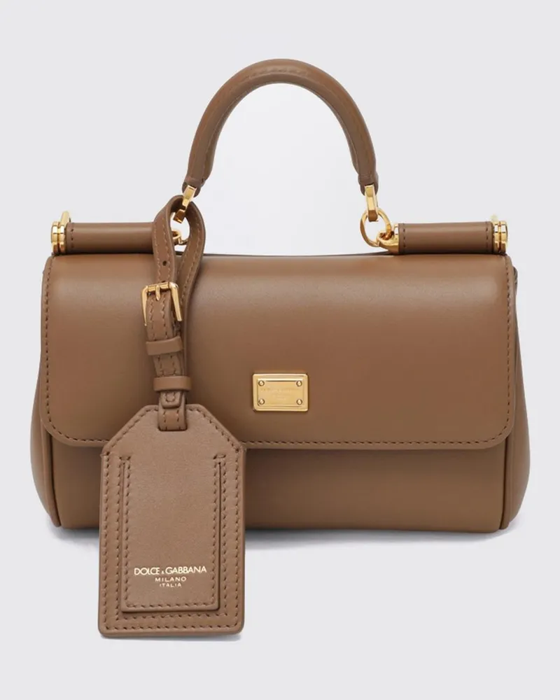Dolce & Gabbana DOLCE  GABBANA My Sicily Mini-Handtasche Dolce & Gabbana aus Leder mit Logo-Anhänger Braun