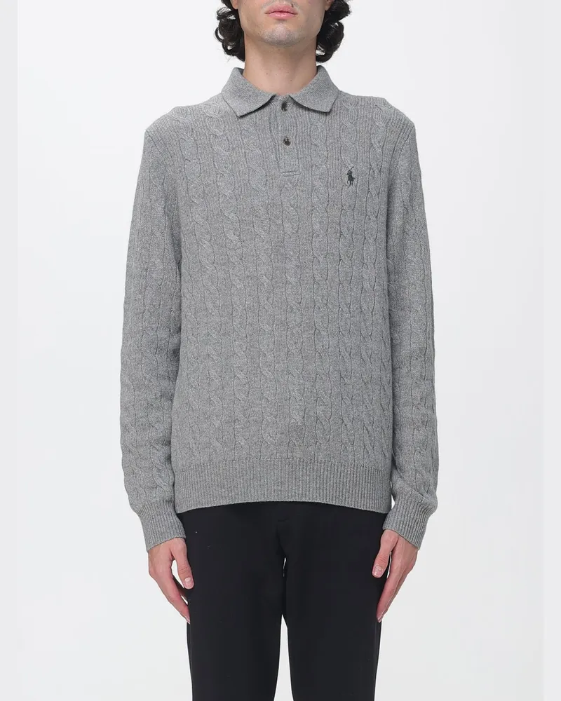 Ralph Lauren Langärmeliges Strick-Poloshirt von aus Wolle und Kaschmir Grau