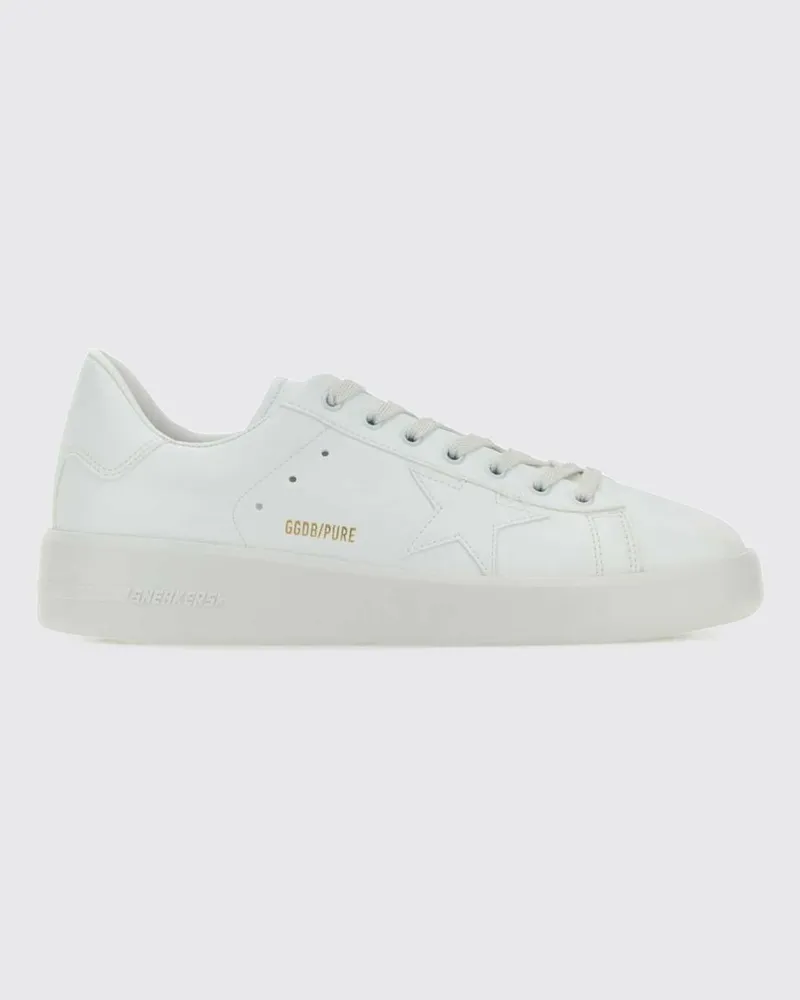 Golden Goose Pure-Star Low-Top-Sneakers aus glattem Kalbsleder mit runder Spitze Weiß