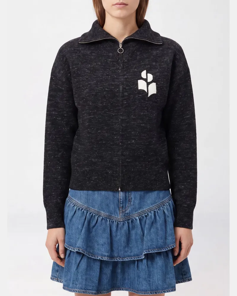 Étoile Isabel Marant Koxy Zip-Cardigan aus Viskosemischung mit Monogramm-Logo Schwarz