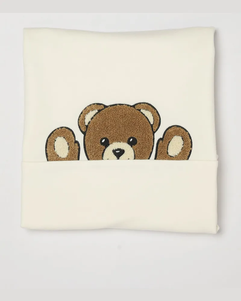 Moschino Gepolsterte Babydecke aus Baumwolle mit Teddybär-Print Weiß