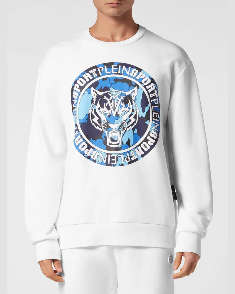 Philipp Plein Baumwoll-Sweatshirt mit überschnittenen Schultern und Logo-Print Weiß