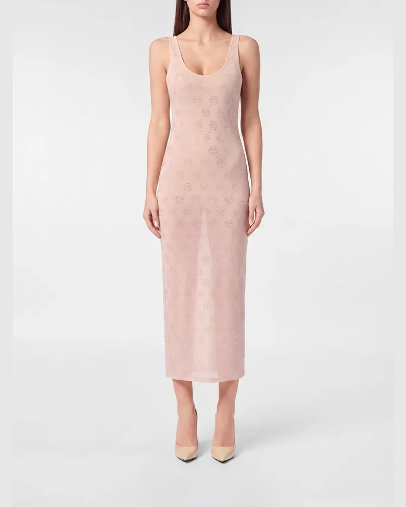 Philipp Plein Midikleid aus Jersey mit Strass Pink