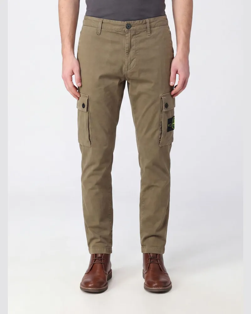 Stone Island Cargohose aus Bio-Stretch-Baumwolle mit Compass-Logo Grün