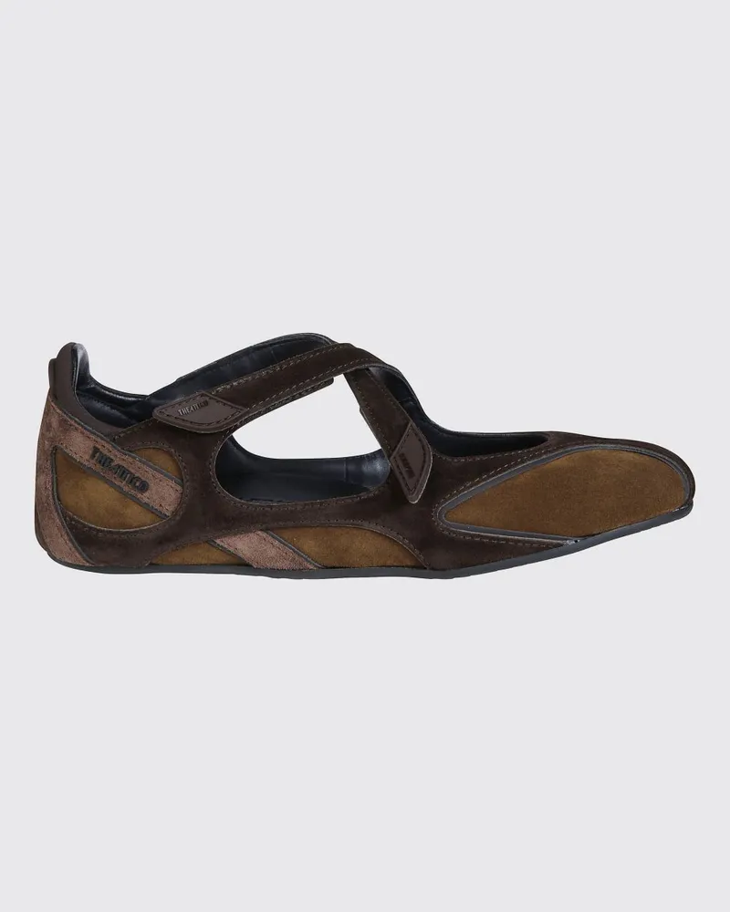 ATTICO Floor 01 Zweifarbige Mary-Jane-Ballerinas aus Wildleder Braun