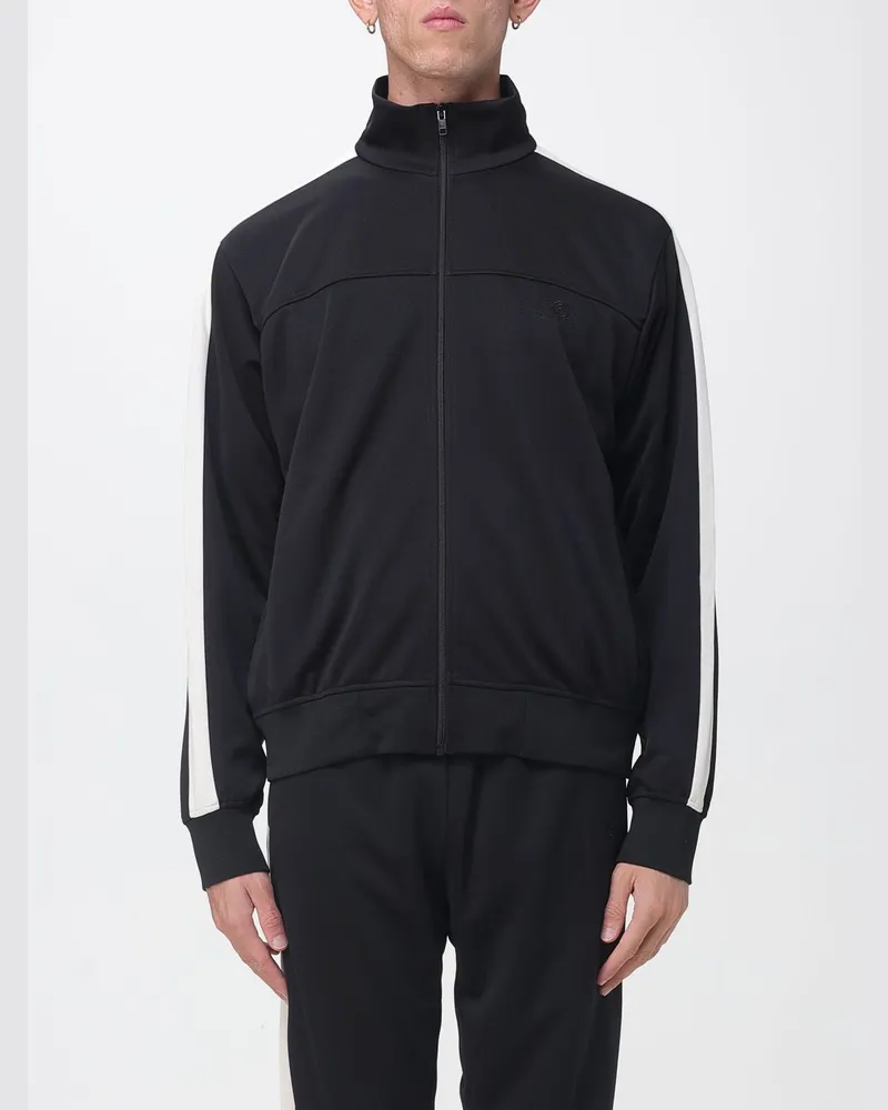 Maison Margiela Sweatjacke aus Jersey mit Stehkragen und White Stitch-Logo Schwarz